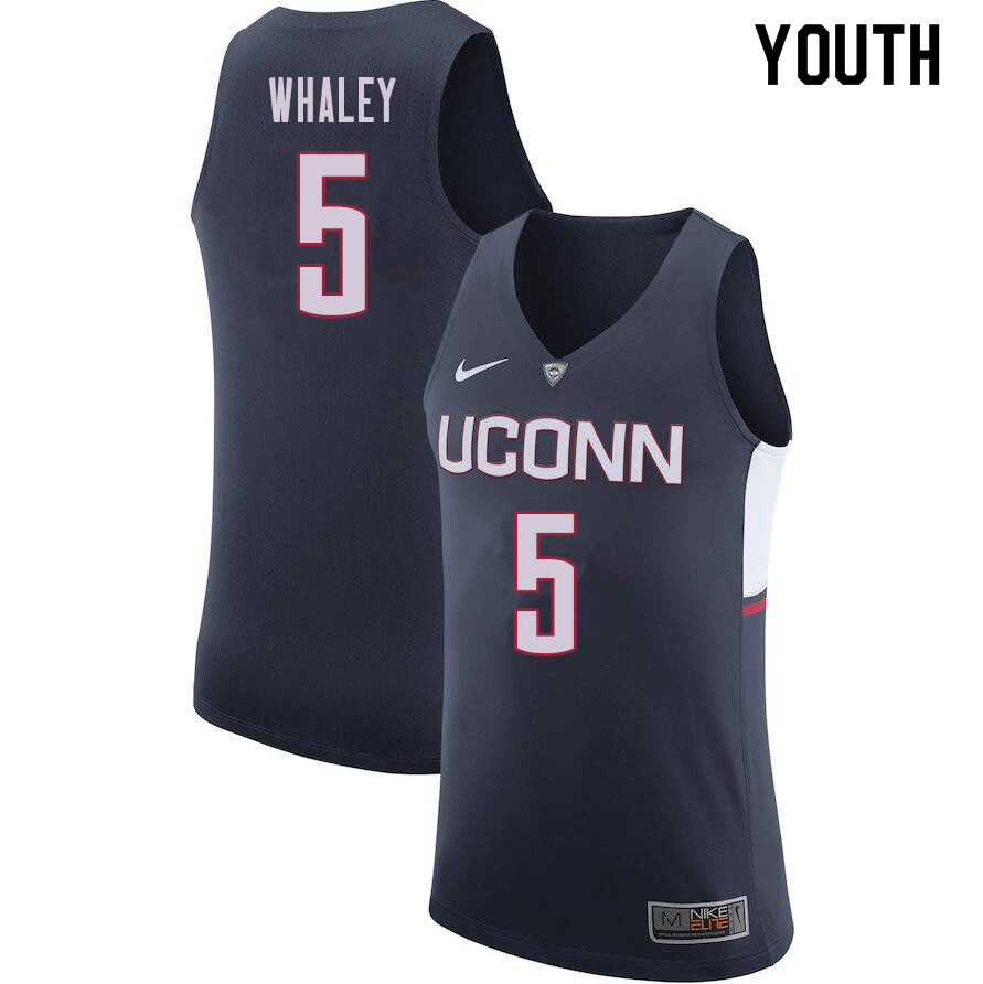 Youth #5 Isaiah Whaley Uconn Huskies College Basketball Jerseys Sale-Navy